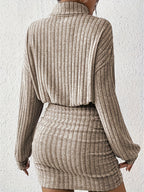 Dress Women with Velvet Texture in Khaki#colour_khaki
