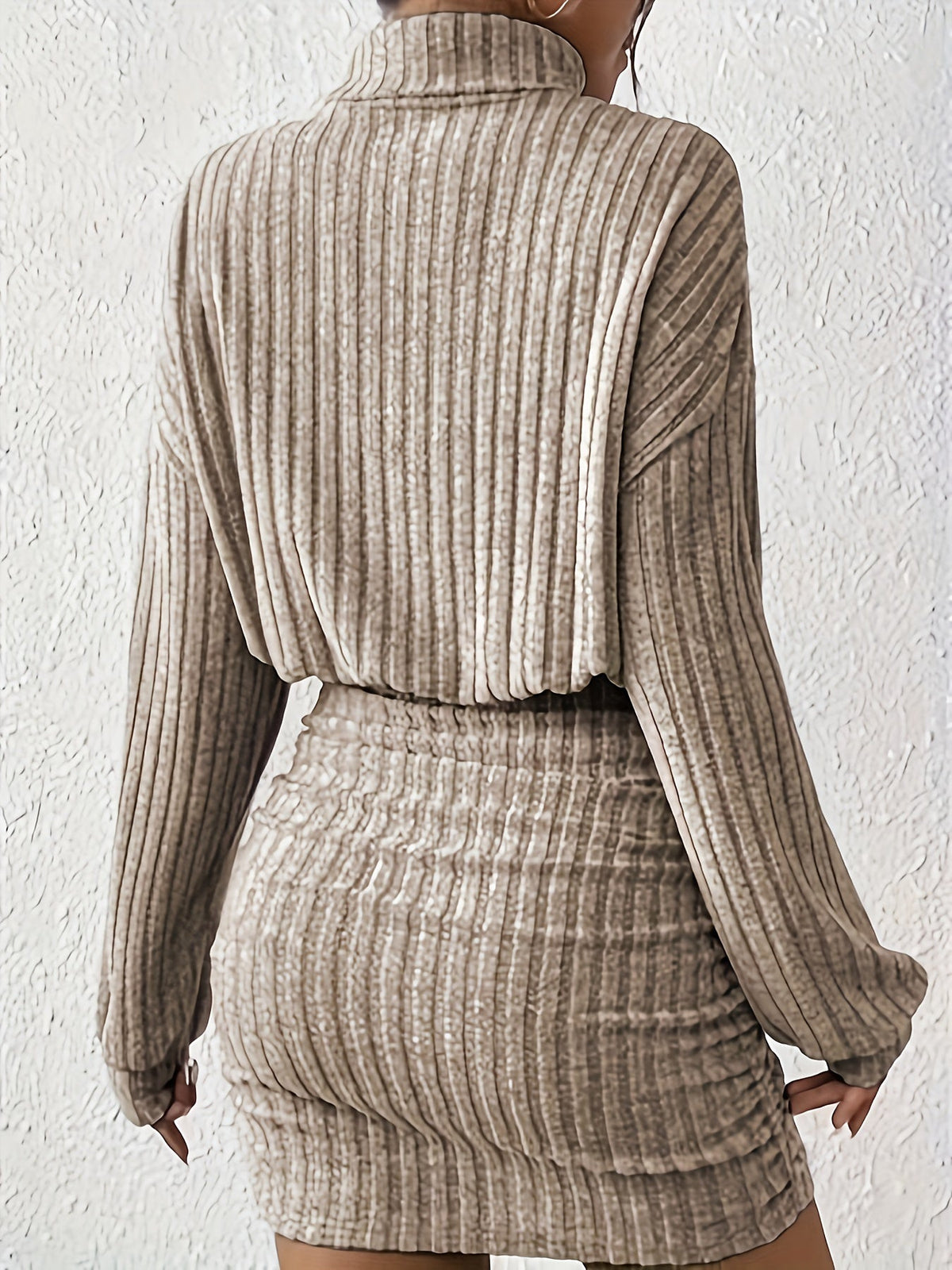 Dress Women with Velvet Texture in Khaki#colour_khaki