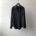 Button Up Shirts Women with Oversized Fit in Black#colour_black