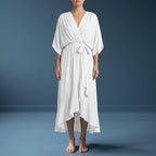Black Dress Women with Wrap Front in White#colour_white