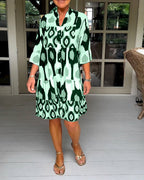 Linen Dress Women in Green#colour_green