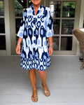 Linen Dress Women in Blue#colour_blue