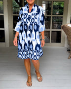 Linen Dress Women in Blue#colour_blue