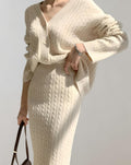 Skirt and Top Set Women with Slim Cut in Beige#colour_beige