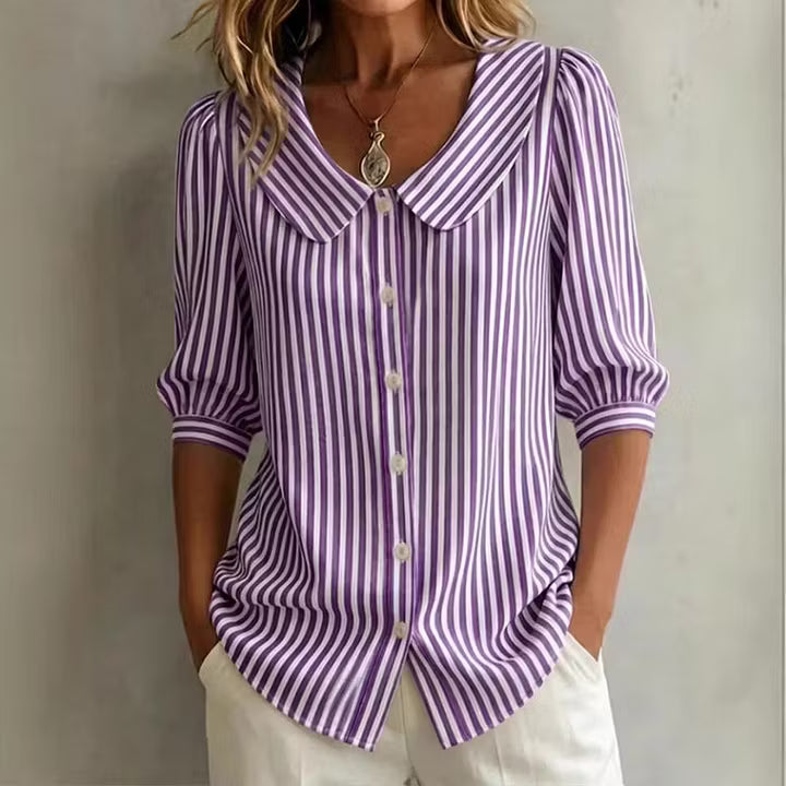 Ladies Linen Shirt Women in Purple#colour_purple