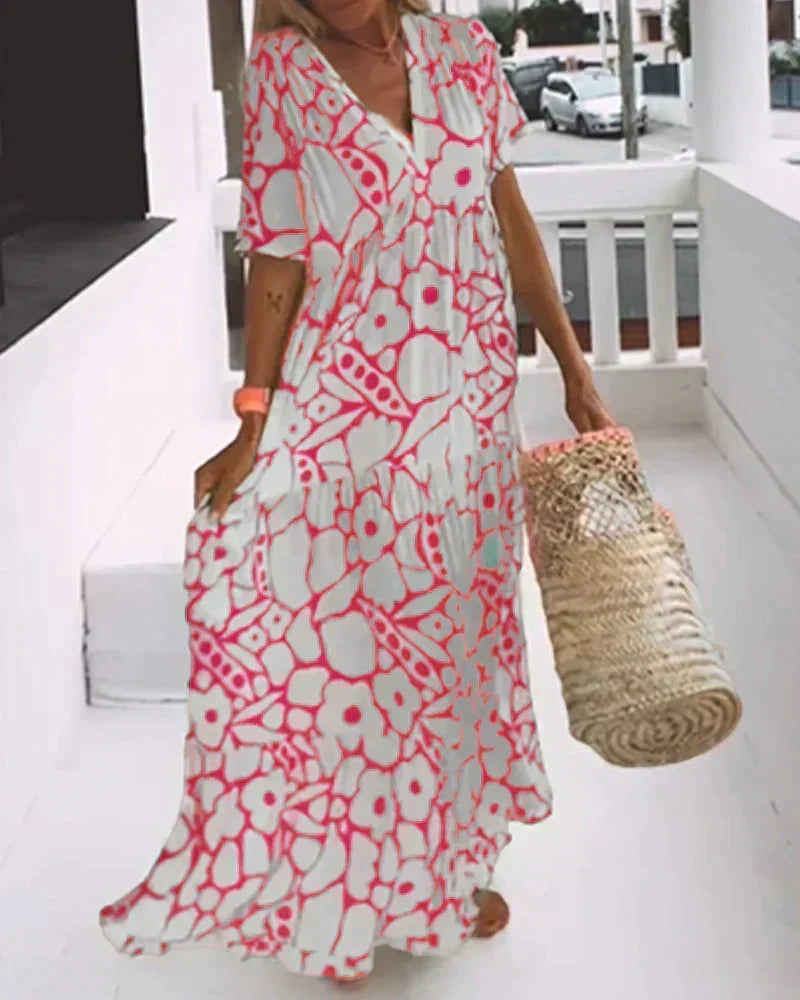 Green Sundress Women with Full Length in Pink#colour_pink