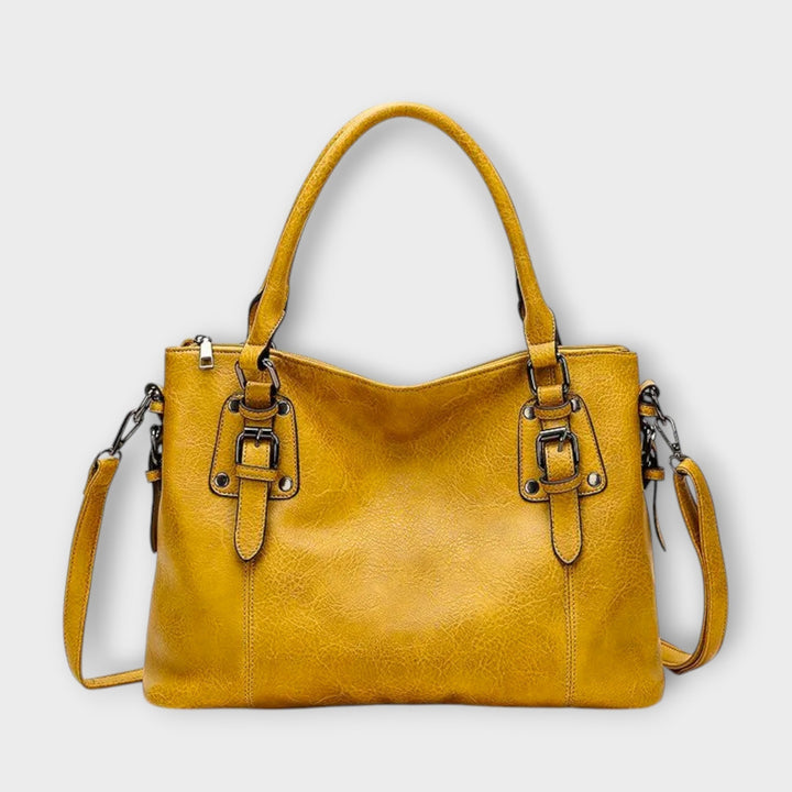 Shoulder Bag Women Buckle Straps | Structured Body with Zip Top – Yellow #colour_yellow
