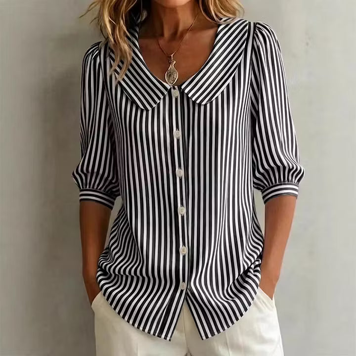 Ladies Linen Shirt Women in Black#colour_black