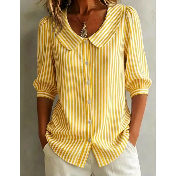Ladies Linen Shirt Women in Yellow#colour_yellow