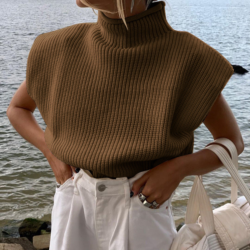 Going Out Tops Women with Knitted Fabric in Brown#colour_brown