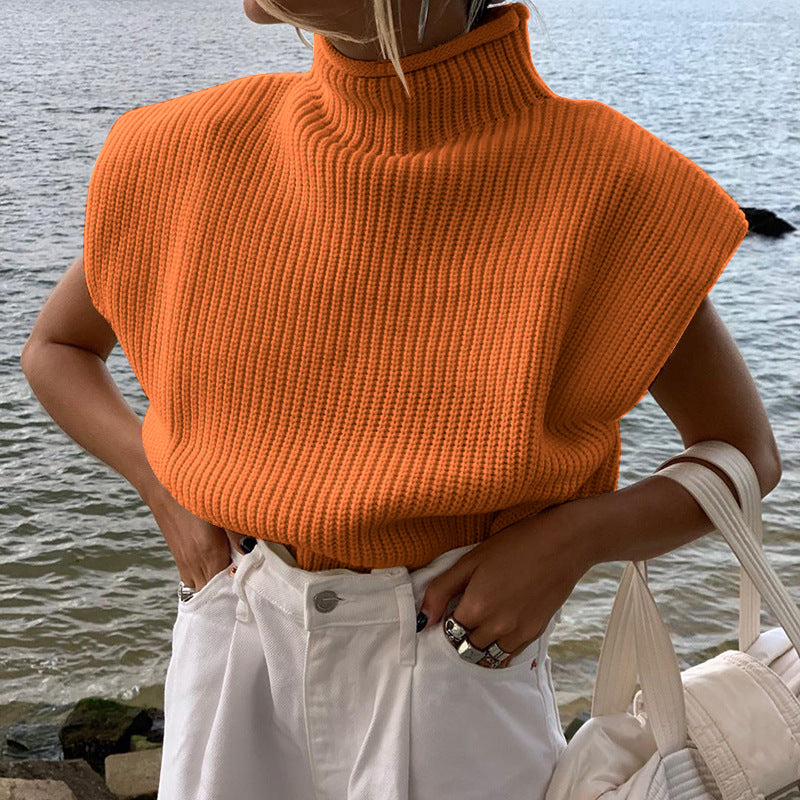 Going Out Tops Women with Knitted Fabric in Orange#colour_orange