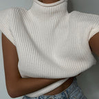 Going Out Tops Women with Knitted Fabric in White#colour_white