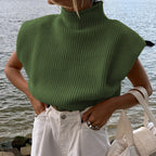 Going Out Tops Women with Knitted Fabric in Green#colour_green