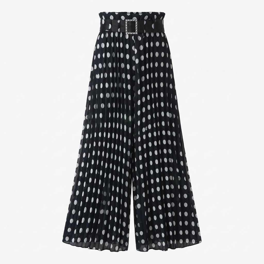 Ladies Wide Leg Trousers Women in Polka Dots#colour_polka-dots