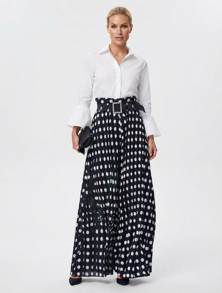 Ladies Wide Leg Trousers Women in Polka Dots#colour_polka-dots
