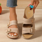 Black Sandals Women in Beige#colour_beige