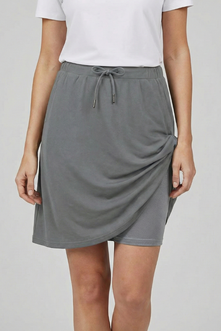 Skirt Women Knee Length Jersey | Built In Shorts in Grey#colour_grey