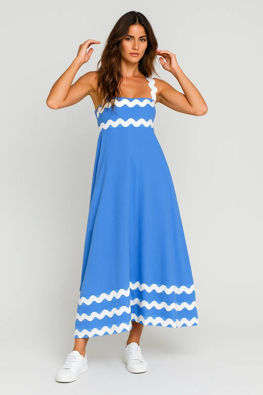 Beach Dresses Women with Full Length in Light Blue#colour_light-blue