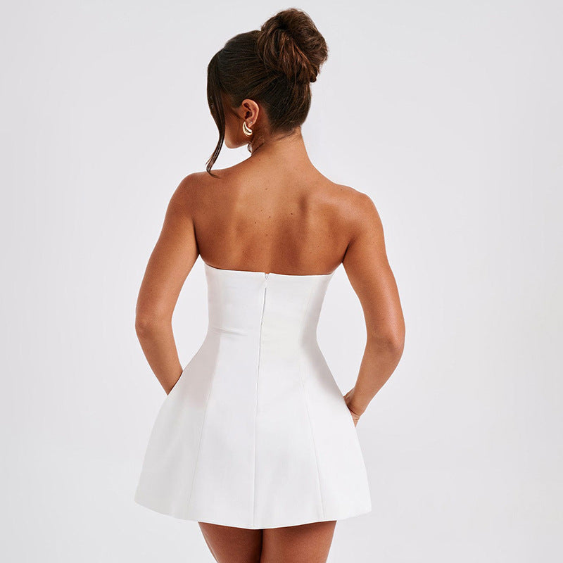 Sparkly Mini Dress Women in White#colour_white