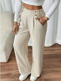 Wide Leg Trousers Women with High Waist in Apricot#colour_apricot