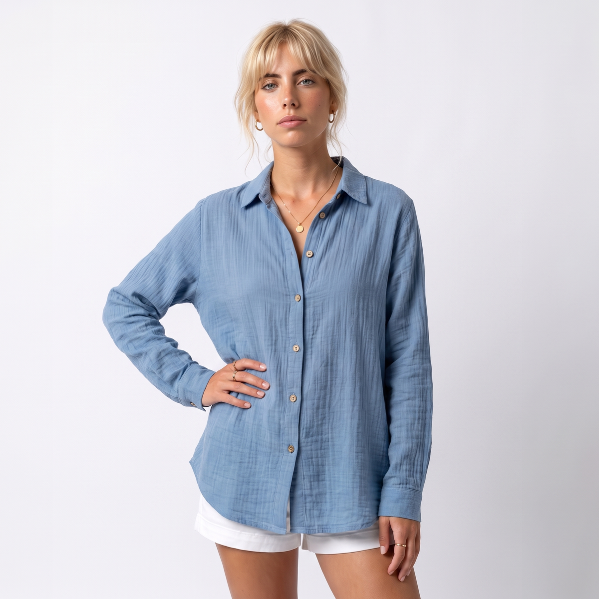 Hawaiian Shirts Women with Oversized Fit in Blue#colour_blue