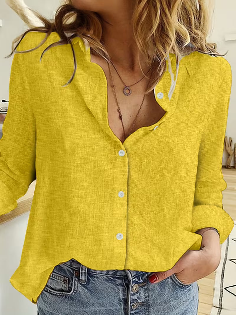 Button Up Shirt Women's with Relaxed Make in Yellow#colour_yellow