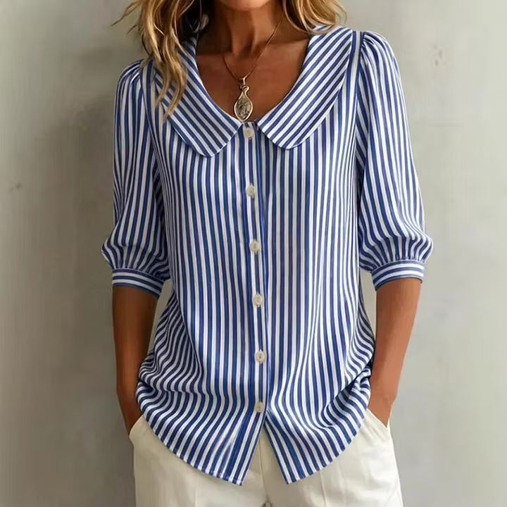 Ladies Linen Shirt Women in Blue#colour_blue