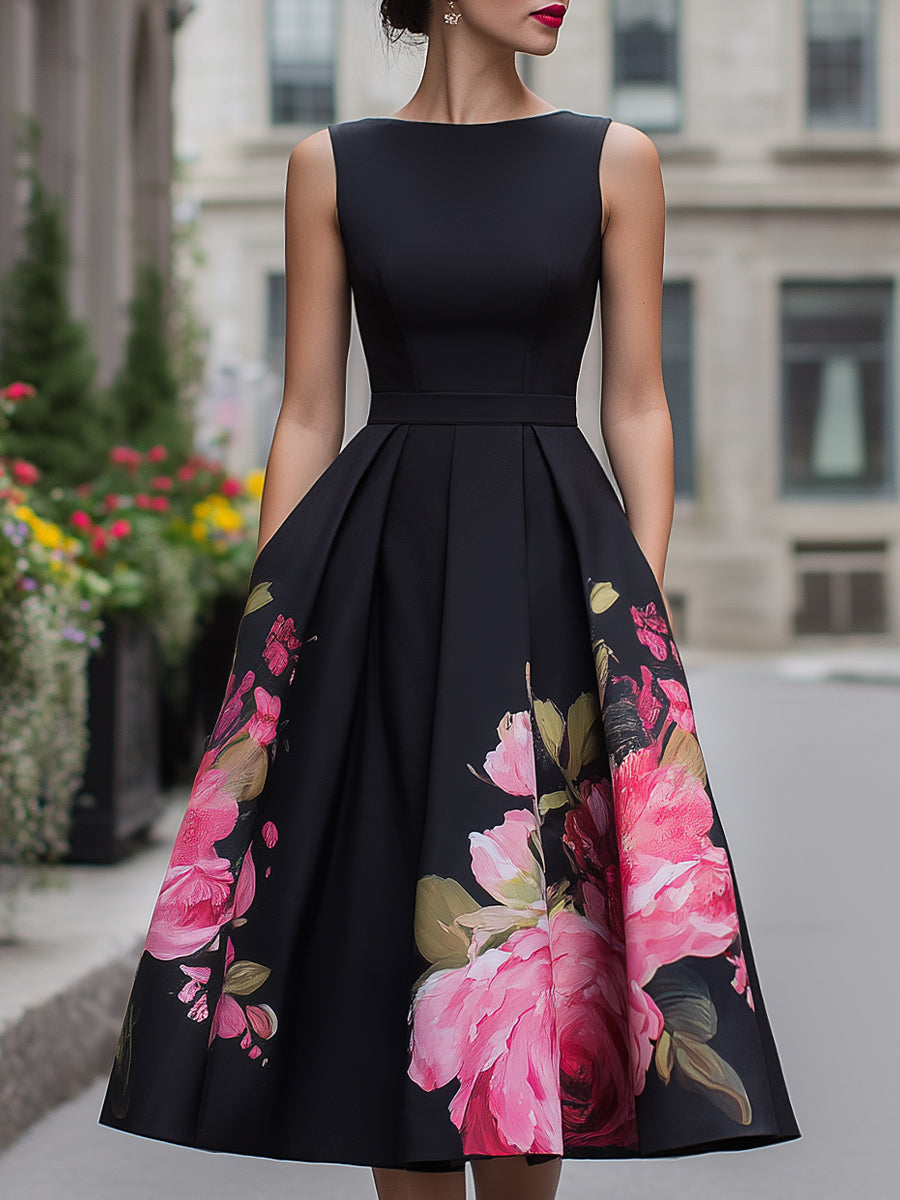 Cocktail Dresses Women with Midi Length in Black#colour_black