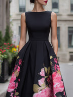 Cocktail Dresses Women with Midi Length in Black#colour_black