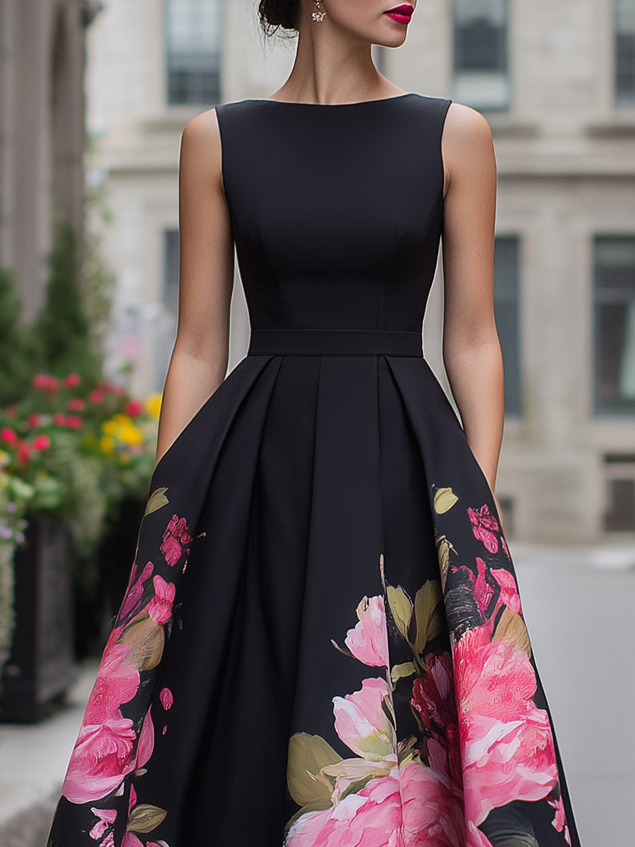 Cocktail Dresses Women with Midi Length in Black#colour_black