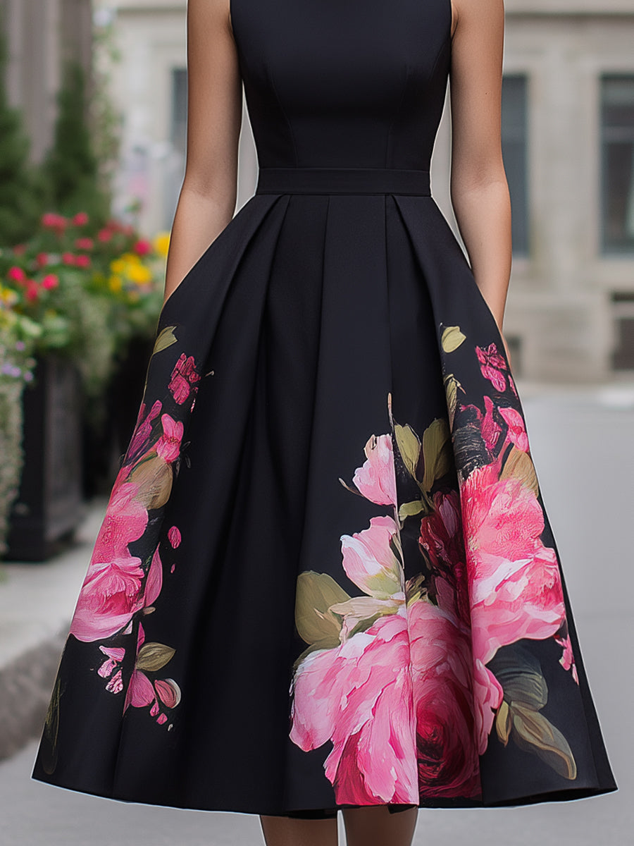 Cocktail Dresses Women with Midi Length in Black#colour_black