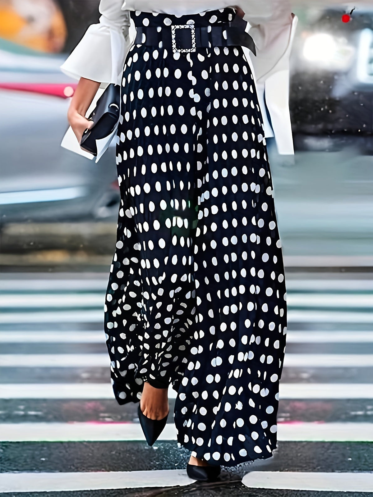Ladies Wide Leg Trousers Women in Polka Dots#colour_polka-dots