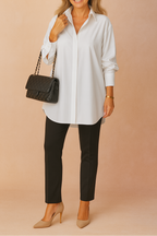 Black Shirts Women with Oversized Fit and Full Length in White#colour_white