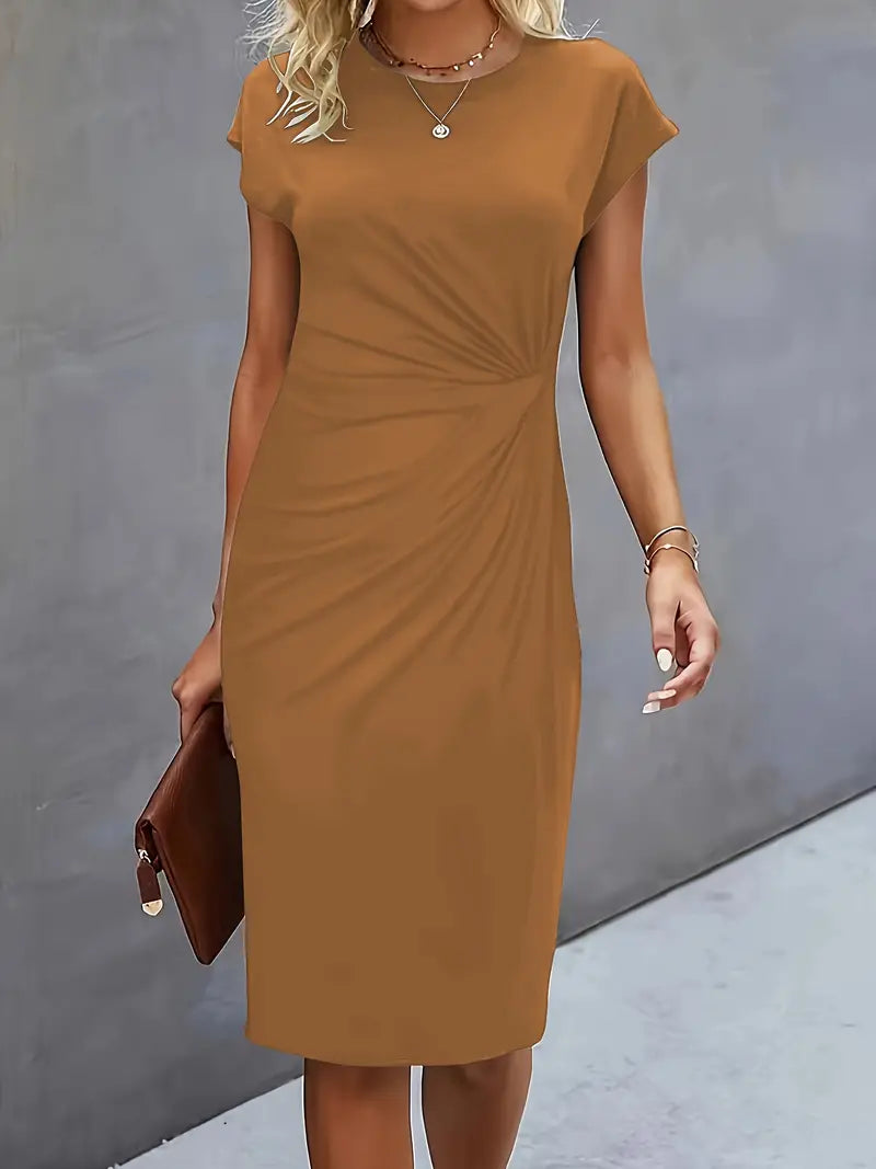 Bodycon Dress Women with Midi Length and Full Length in Khaki#colour_khaki
