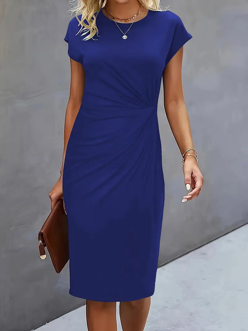 Bodycon Dress Women with Midi Length and Full Length in Navy#colour_navy