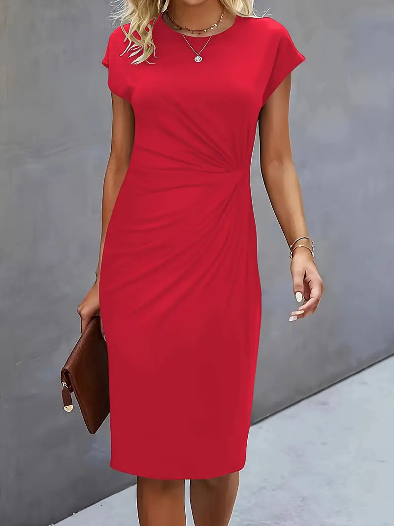 Bodycon Dress Women with Midi Length and Full Length in Red#colour_red