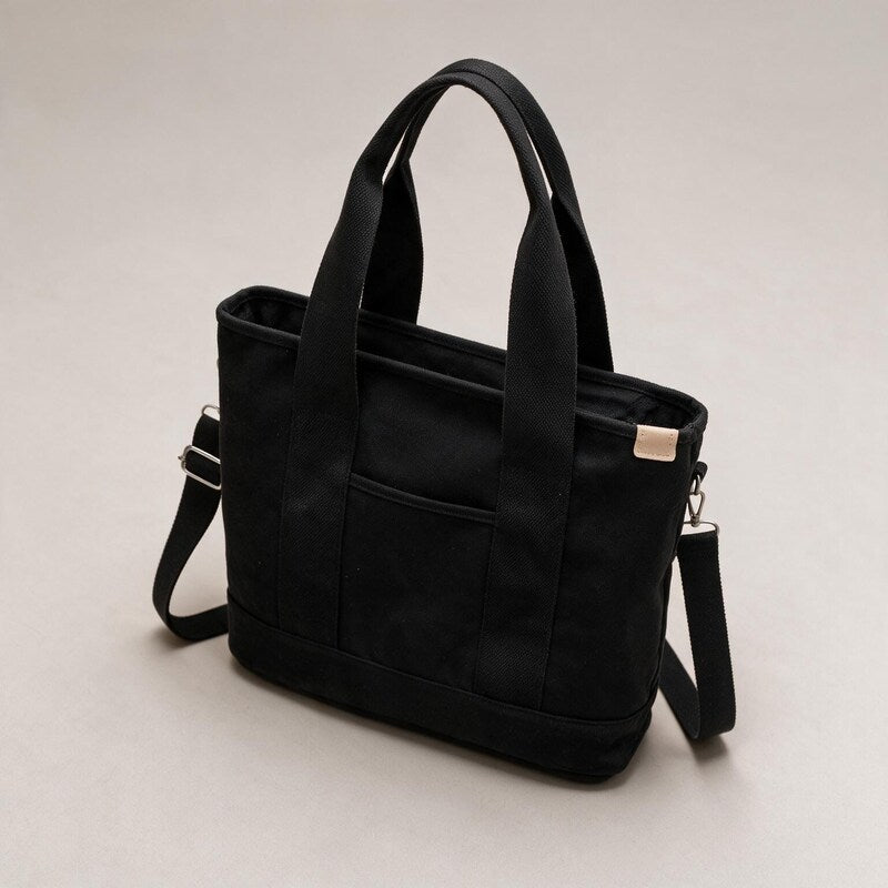 Crossbody Bag Women Canvas Everyday | Slip Pocket and Long Handles #colour_black
