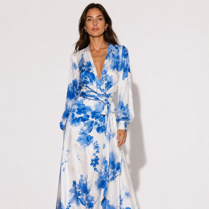 Floral Chiffon Maxi Dress Women in Blue by Fashion Like You#colour_blue