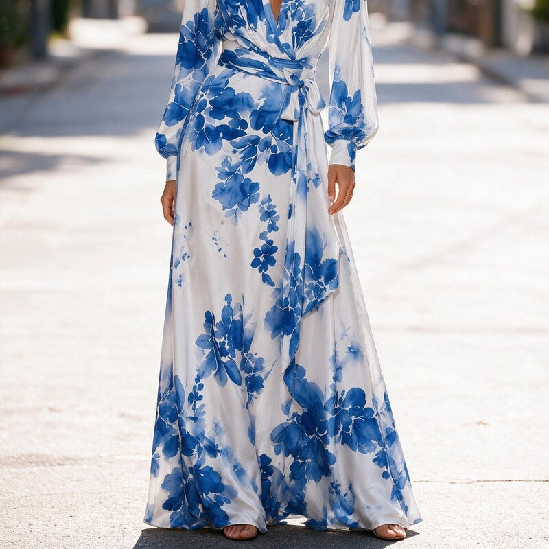 Floral Chiffon Maxi Dress Women by Fashion Like You#colour_blue