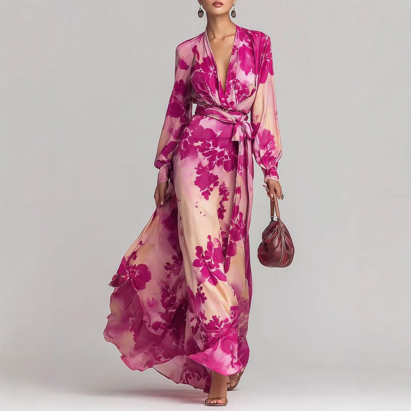 Floral Chiffon Maxi Dress Women in Pink by Fashion Like You#colour_pink