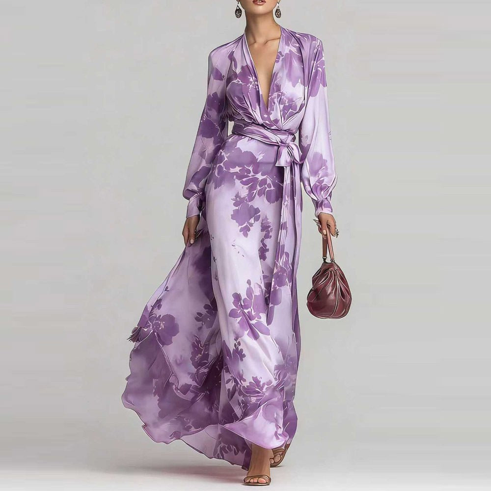 Floral Chiffon Maxi Dress Women in Purple by Fashion Like You#colour_purple