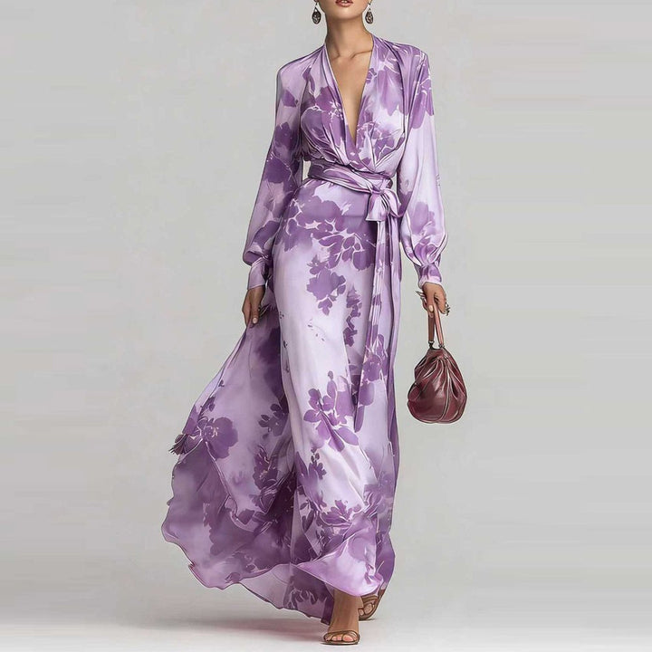 Floral Chiffon Maxi Dress Women in Purple by Fashion Like You#colour_purple