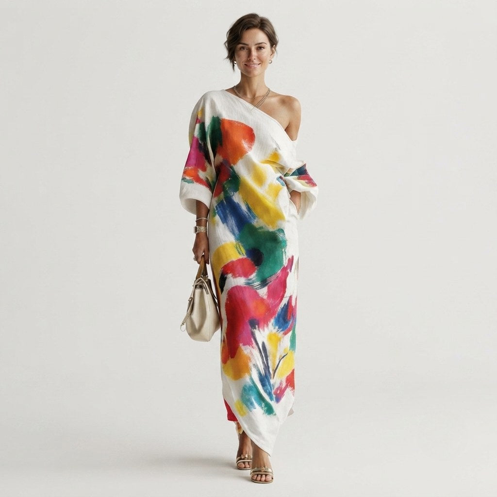 Linen Maxi Dress Women in White by Fashion Like You#colour_white
