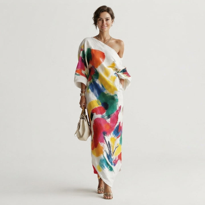 Linen Maxi Dress Women in White by Fashion Like You#colour_white