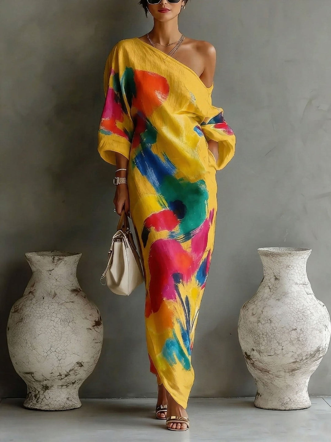 Linen Maxi Dress Women in Yellow by Fashion Like You#colour_yellow