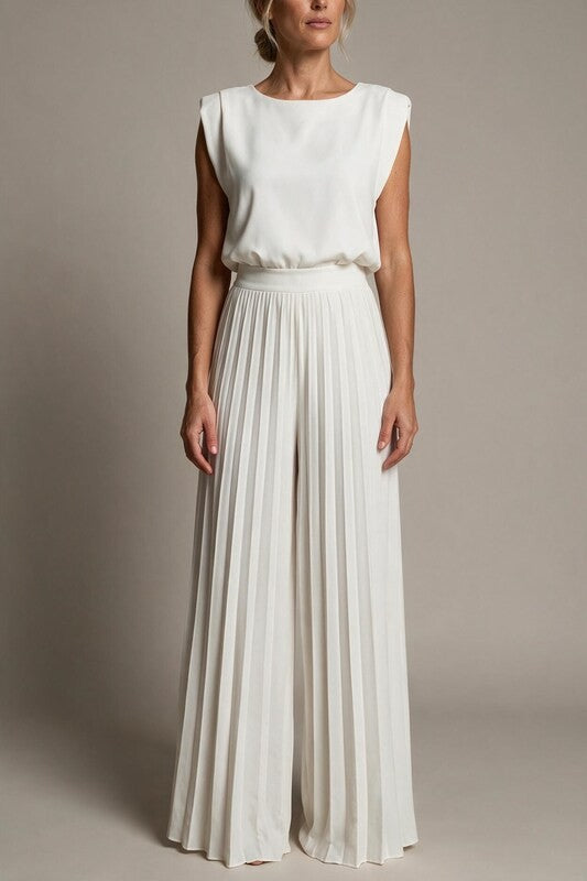 Pleated Jumpsuit Women by Fashion Like You#colour_white