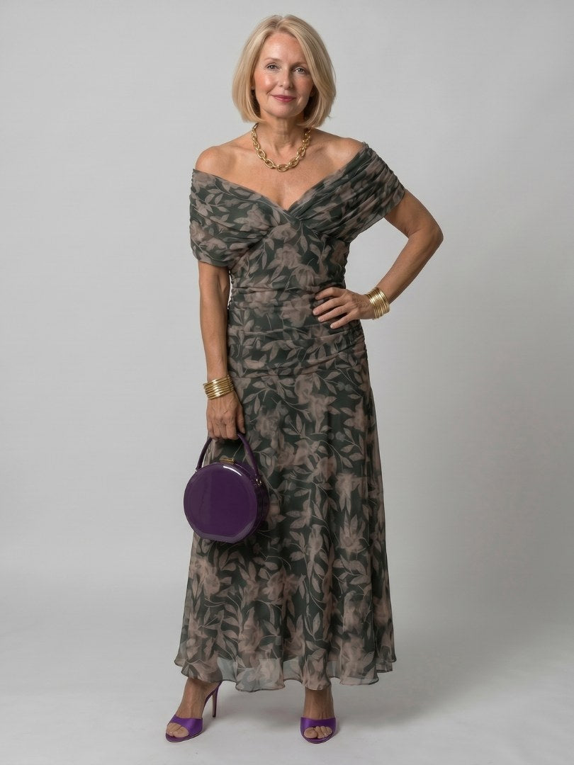 Printed Maxi Dress Women in Olive Green by Fashion Like You#colour_olive-green