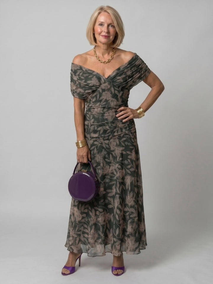 Printed Maxi Dress Women in Olive Green by Fashion Like You#colour_olive-green