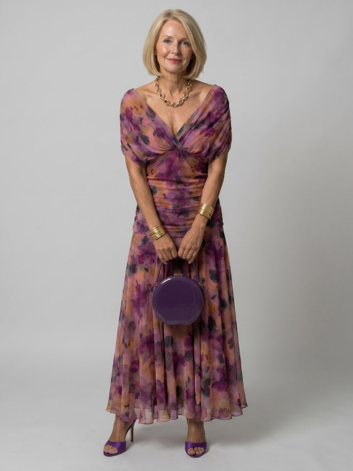 Printed Maxi Dress Women in Purple by Fashion Like You#colour_purple
