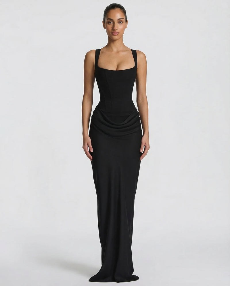 Satin Maxi Dress Women in Black by Fashion Like You#colour_black